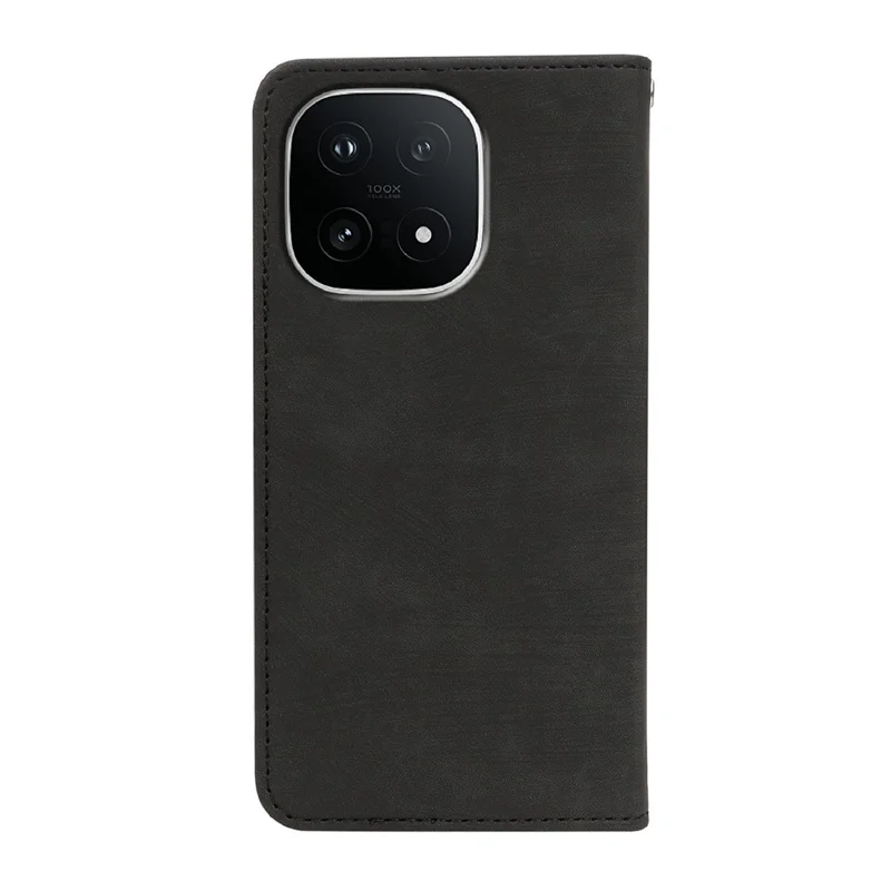 For vivo iQOO 15 5G Case Strong Magnetic Leather Wallet Phone Cover with Striped Texture - Black