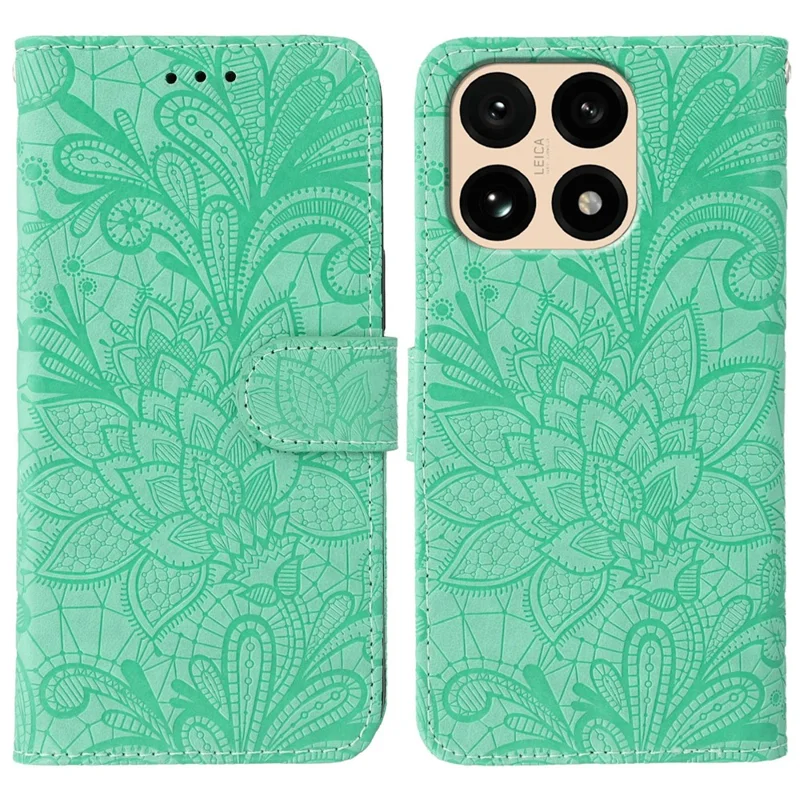 For Xiaomi 15T Case Lace Flowers PU Leather Flip Wallet Phone Cover - Green