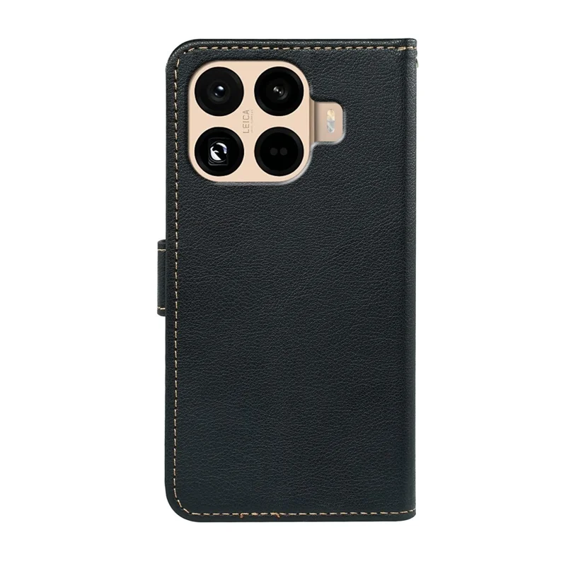 Xiaomi 15T Pro hoesje met RFID-blokkering portemonnee Litchi-structuur lederen telefoonhoesje met magnetische sluiting - Zwart