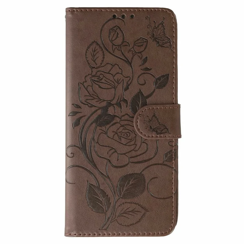 Xiaomi 15T Pro Étui Portefeuille Support Imprimé Rose Papillon Cuir PU Housse de Téléphone - Marron