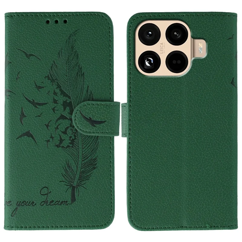 Xiaomi 15T Pro hoesje met veerprint in PU-leer met portemonnee - Groen