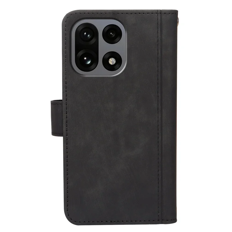 Leren hoesje voor OnePlus 15 5G met lijnpatroon, portemonnee telefoonhoesje met 9 kaartvakken - Zwart