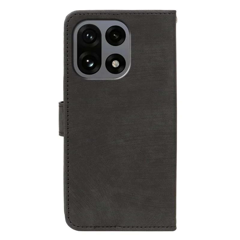 For OnePlus 15 5G Case Flip Wallet Striped Texture Leather Phone Cover - Black