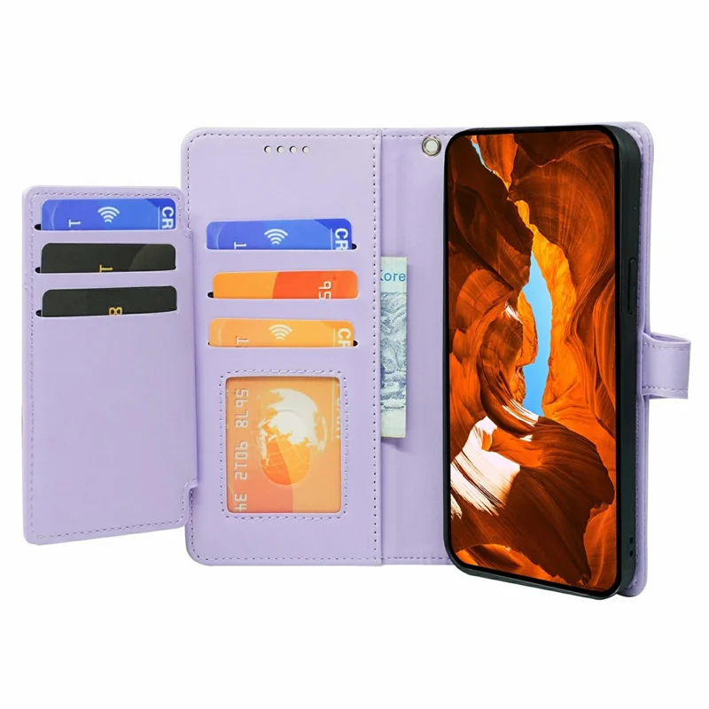 For OnePlus 15 5G Case with 9 Card Slots PU Leather Stand Phone Cover - Purple