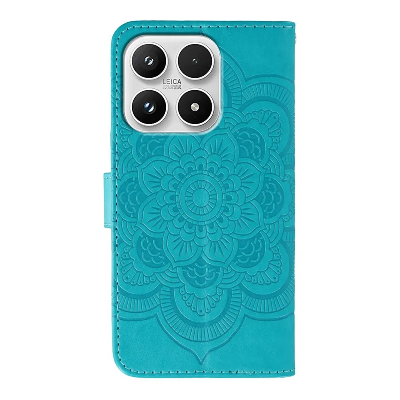 For Xiaomi 17 Case Rhinestone Decor PU Leather Mandala Imprint Phone Cover with Wrist Strap - Blue