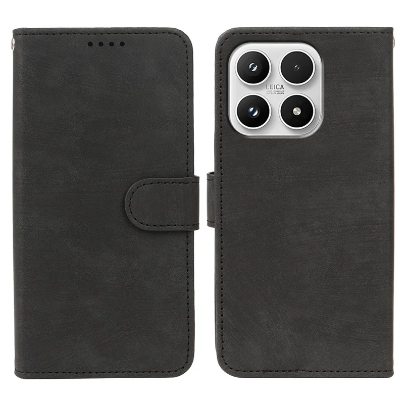 Xiaomi 17 Case Flip Wallet Gestreifte Textur Leder Handyhülle - Schwarz