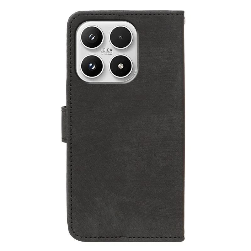 Xiaomi 17 Case Flip Wallet Gestreifte Textur Leder Handyhülle - Schwarz