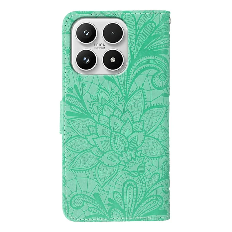 For Xiaomi 17 Case Lace Flowers PU Leather Flip Wallet Phone Cover - Green