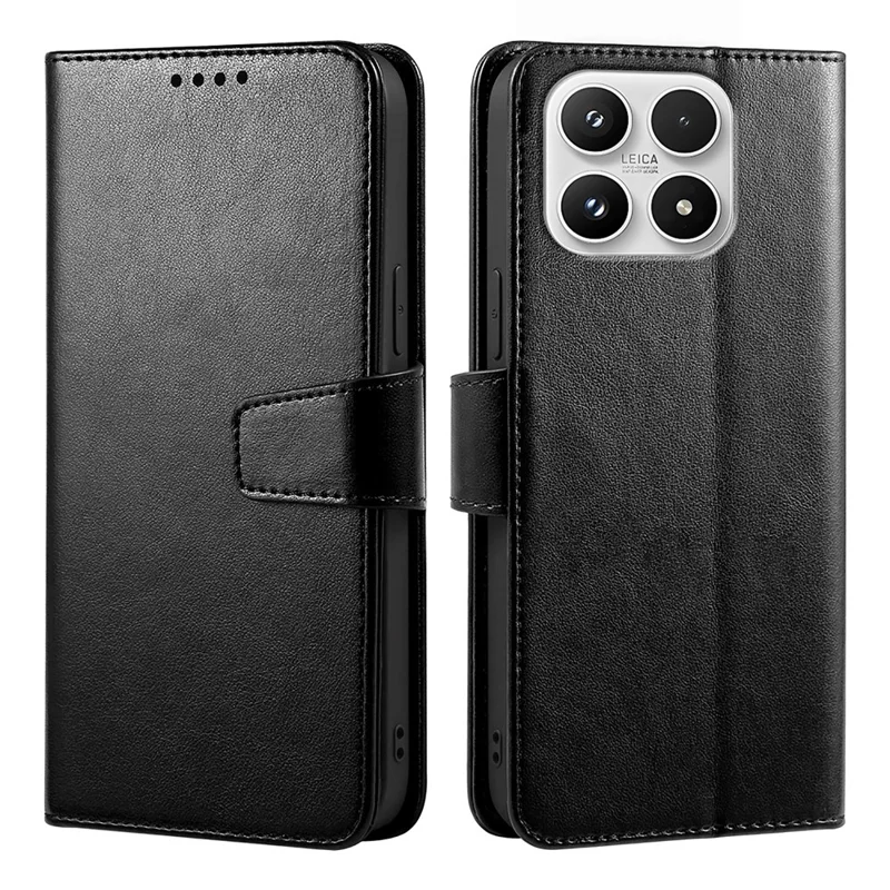 For Xiaomi 17 Case Stand Card Holder Wallet Leather Phone Cover - Black