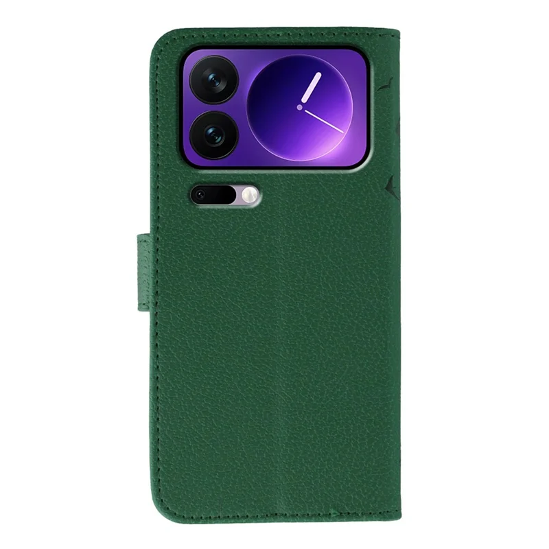 For Xiaomi 17 Pro Max Case Feather Imprint PU Leather Wallet Phone Cover - Green