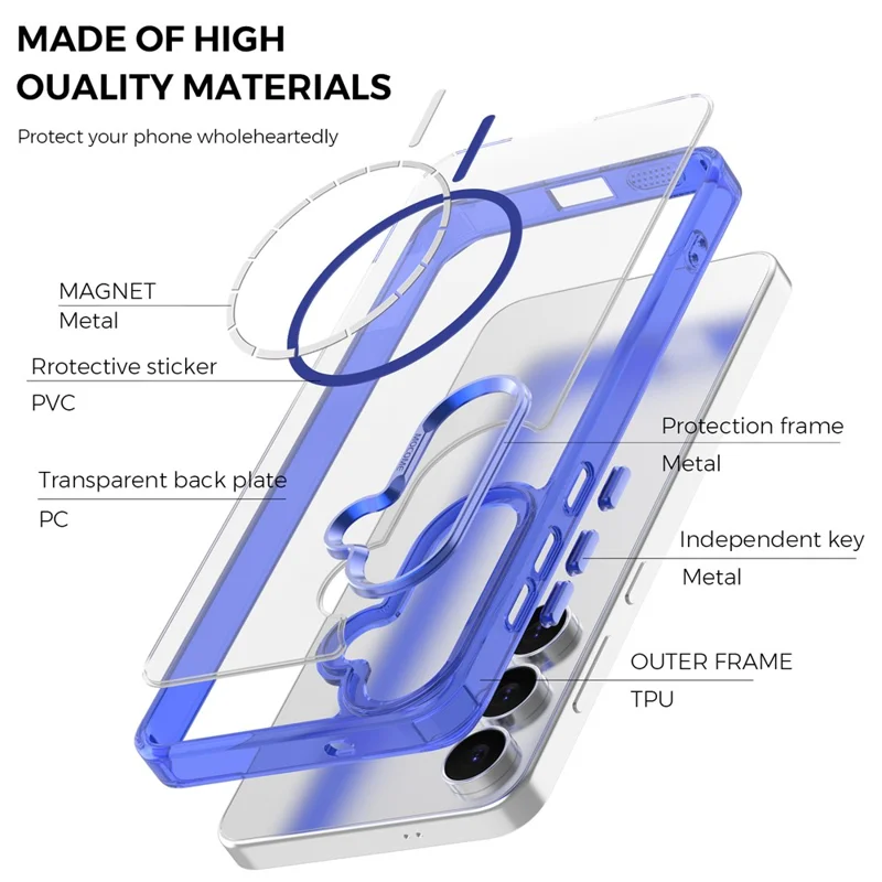 For Samsung Galaxy S25 FE Magnetic Casee TPU PC Clear Phone Cover - Sapphire