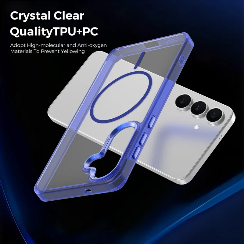 For Samsung Galaxy S25 FE Magnetic Casee TPU PC Clear Phone Cover - Sapphire