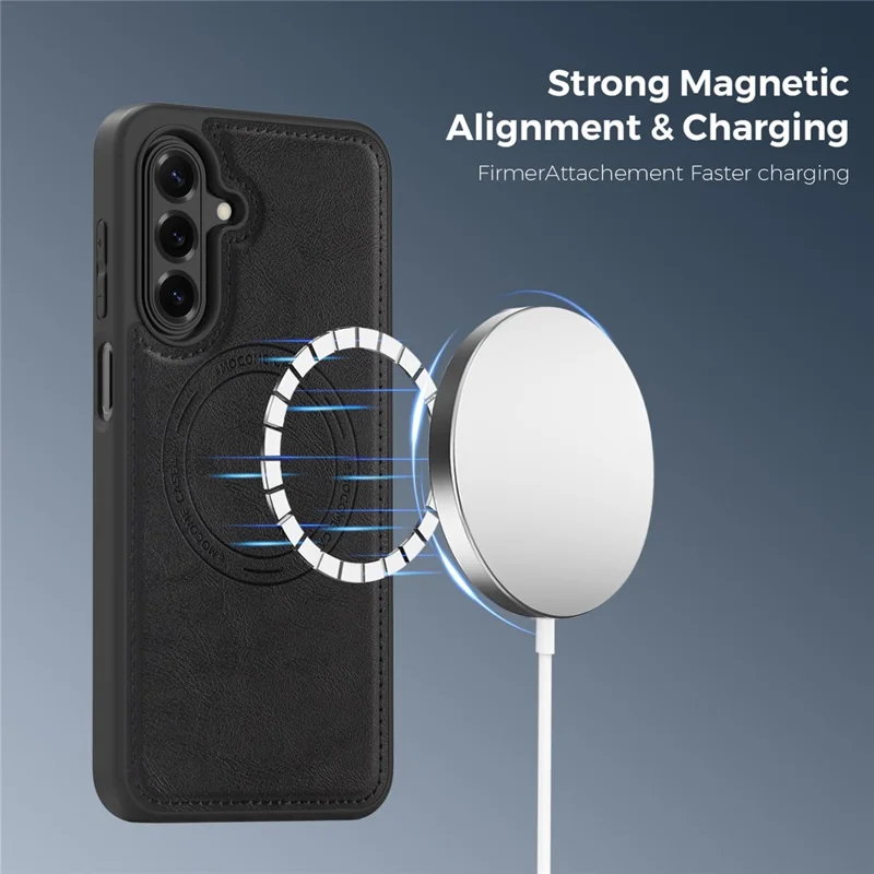 Magnetic Case for Samsung Galaxy A17 4G / 5G / A26 5G Leather Back Phone Cover - Black