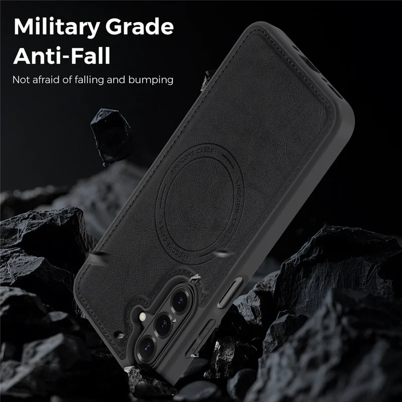 Magnetic Case for Samsung Galaxy A17 4G / 5G / A26 5G Leather Back Phone Cover - Black