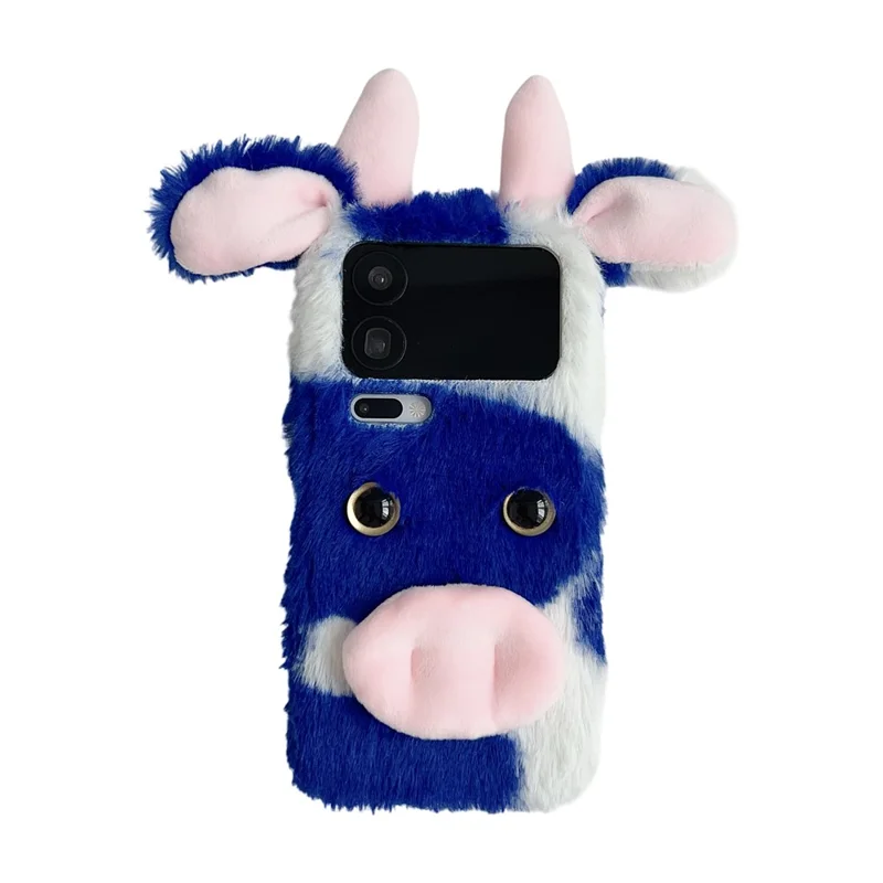 Custodia Xiaomi 17 Pro Max Fluffy Cute Cow Winter Plush Inner TPU - Blu
