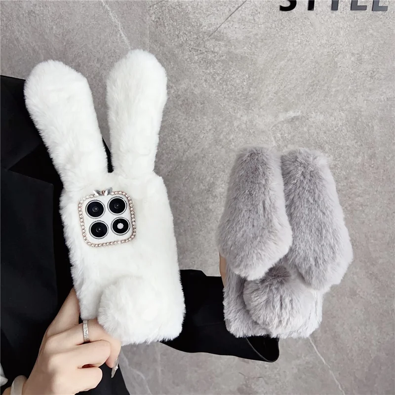 Custodia per Xiaomi 17 Fluffy Cute Cow Winter Plush Inner TPU - Marrone