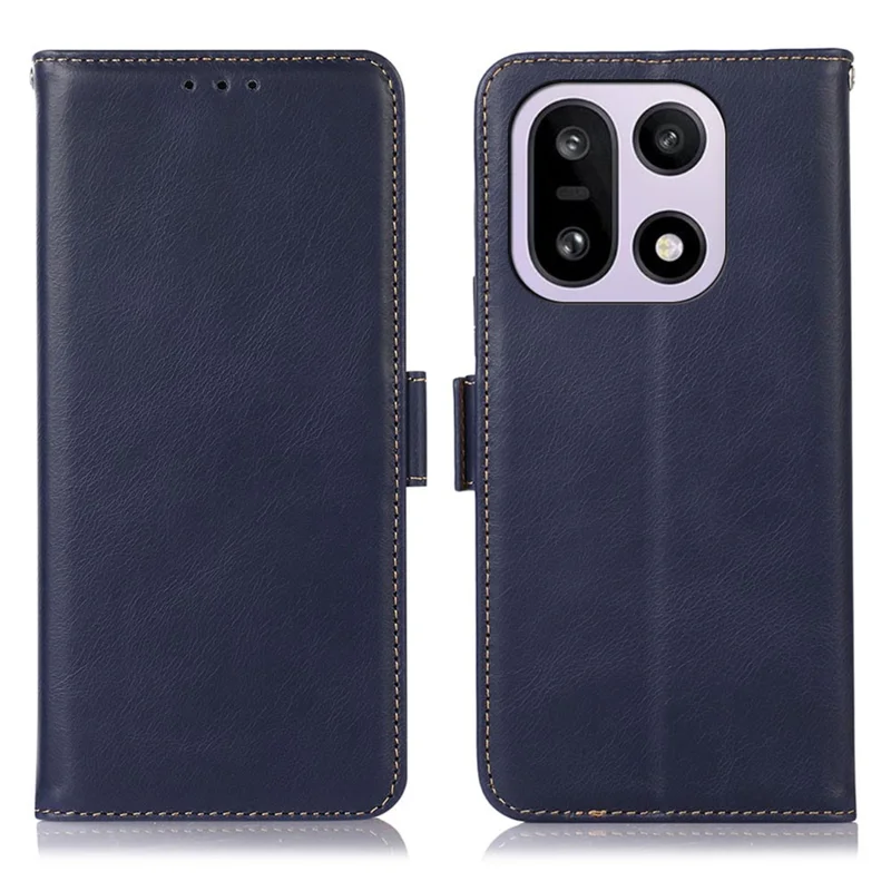 Voor OnePlus 15 5G hoesje RFID-blokkering Echt rundleer portemonnee telefoonhoes - Blauw