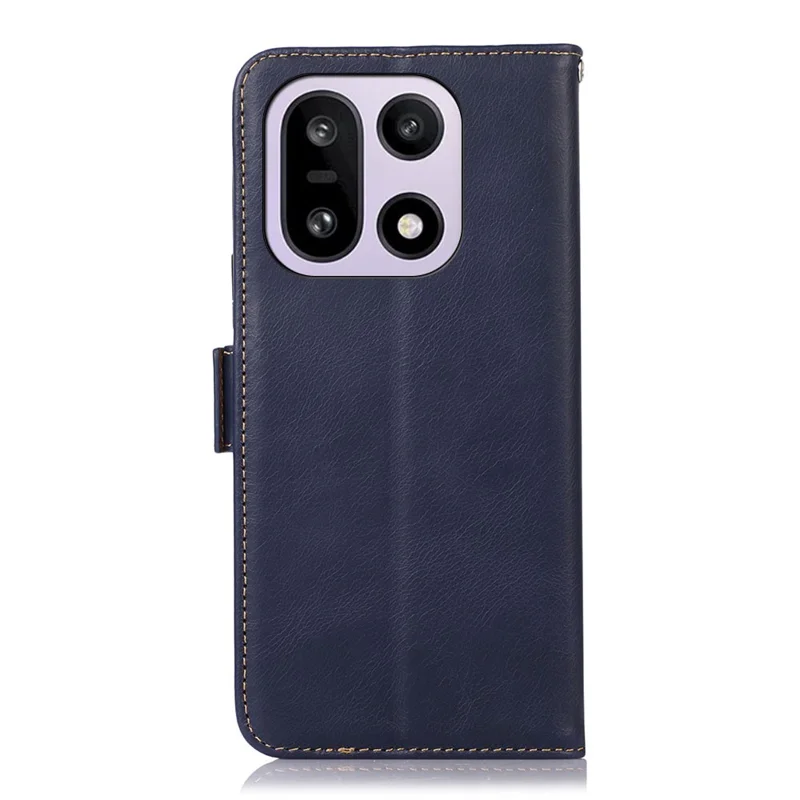 Voor OnePlus 15 5G hoesje RFID-blokkering Echt rundleer portemonnee telefoonhoes - Blauw