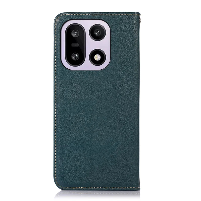 KHAZNEH For OnePlus 15 5G Case Wallet Genuine Cow Leather Phone Cover Nappa Texture - Green