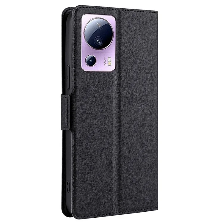 Para Xiaomi Civi 2 5G Anti-scratch Dual Magnetic Cuase Phone Cover pu Cuero Stand Anti-shock Cell Telephone Con Ranura Para Tarjetas - Negro