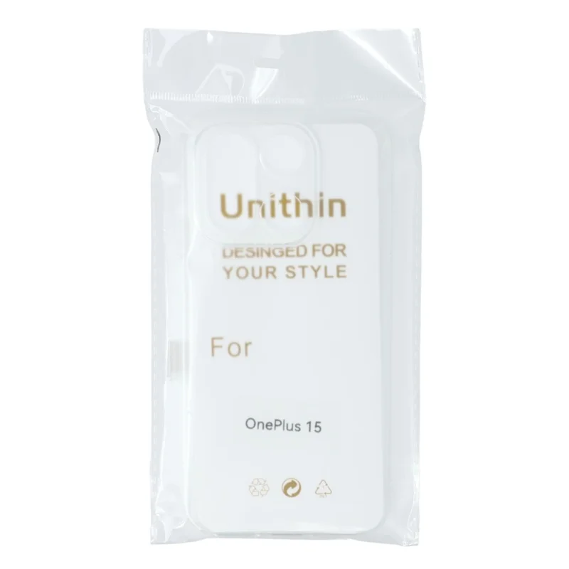 UNITHIN voor OnePlus 15 5G hoesje 0,7 mm transparant TPU anti-val telefoonhoesje met precieze uitgesneden openingen