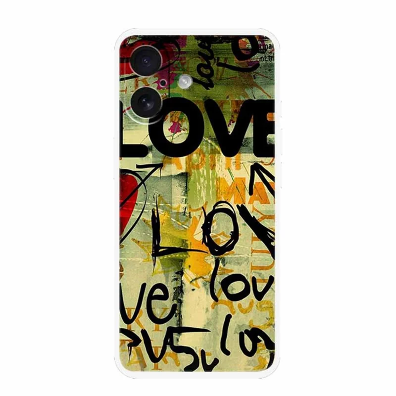 For iPhone 17 Case TPU Pattern Printed Shockproof Phone Cover - Love