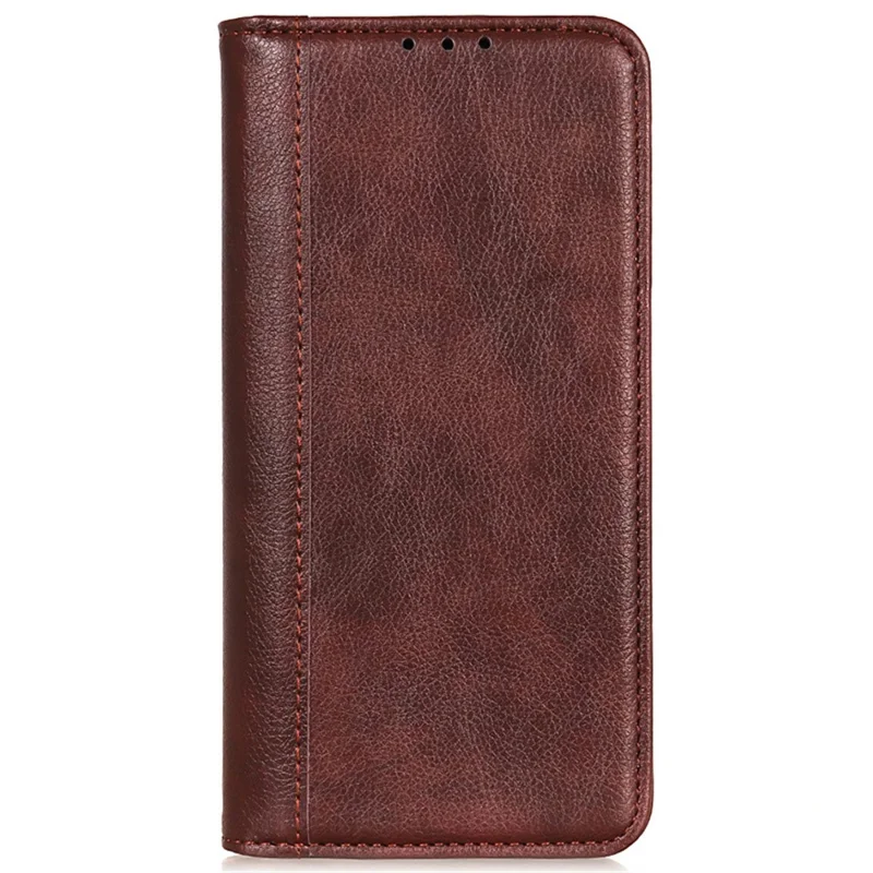 For OnePlus 15 5G Stand Case Split Leather Litchi Texture Wallet Phone Cover - Brown