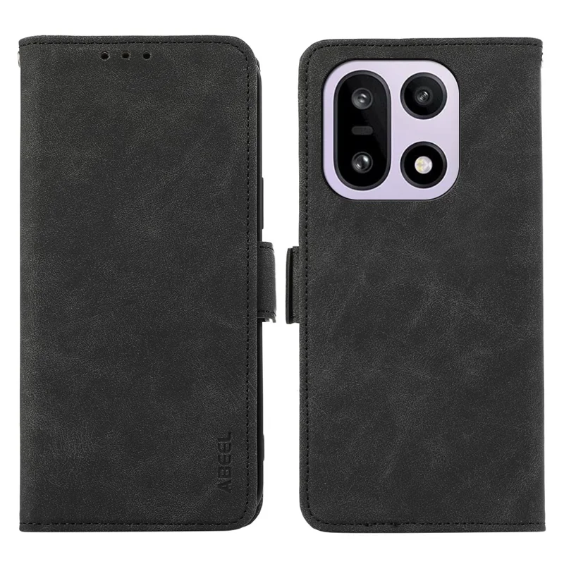 ABEEL Etui na OnePlus 15 5G, Skóra PU, Folio, Stojak, Widoczna Karta, Blokada RFID, Czarny