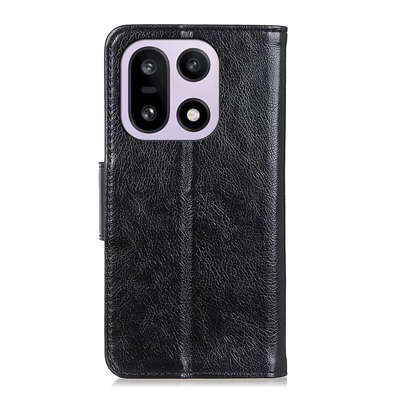 For OnePlus 15 5G Case Nappa Texture Split Leather Wallet Phone Cover - Black