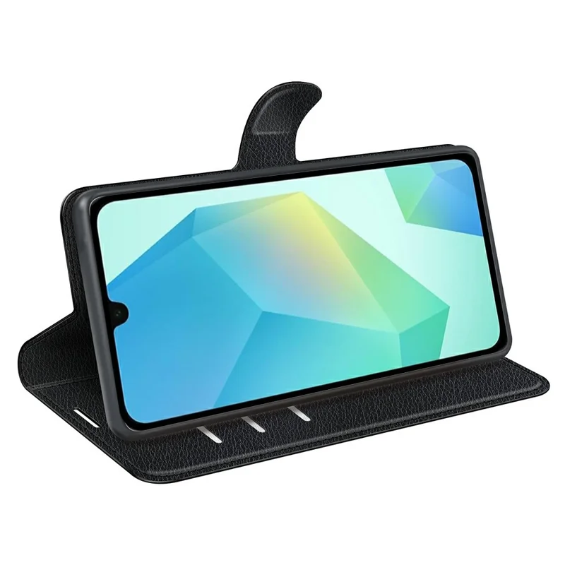 AMORUS Para Samsung Galaxy A17 5G / 4G Capa de Carteira Textura de Litchi Capa de Telefone de Couro Flip Stand à Prova de Choque - Preto