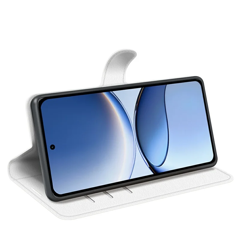 AMORUS Für Xiaomi Poco F7 5G / Redmi Turbo 4 Pro 5G Brieftasche Hülle Litchi Textur Stoßfest Leder Flip Ständer Telefonabdeckung - Weiß