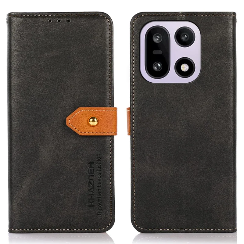 KHAZNEH For OnePlus 15 5G Wallet Phone Case Stand Leather Flip Cover - Black