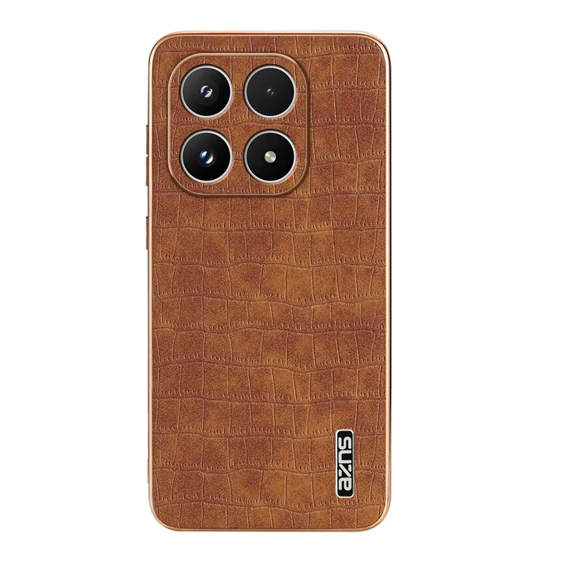 AZNS For Xiaomi 17 Case Electroplating Crocodile Texture PU + TPU Phone Cover - Brown