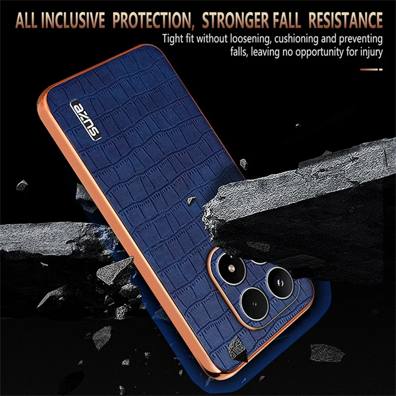 AZNS For Xiaomi 17 Case Electroplating Crocodile Texture PU + TPU Phone Cover - Brown