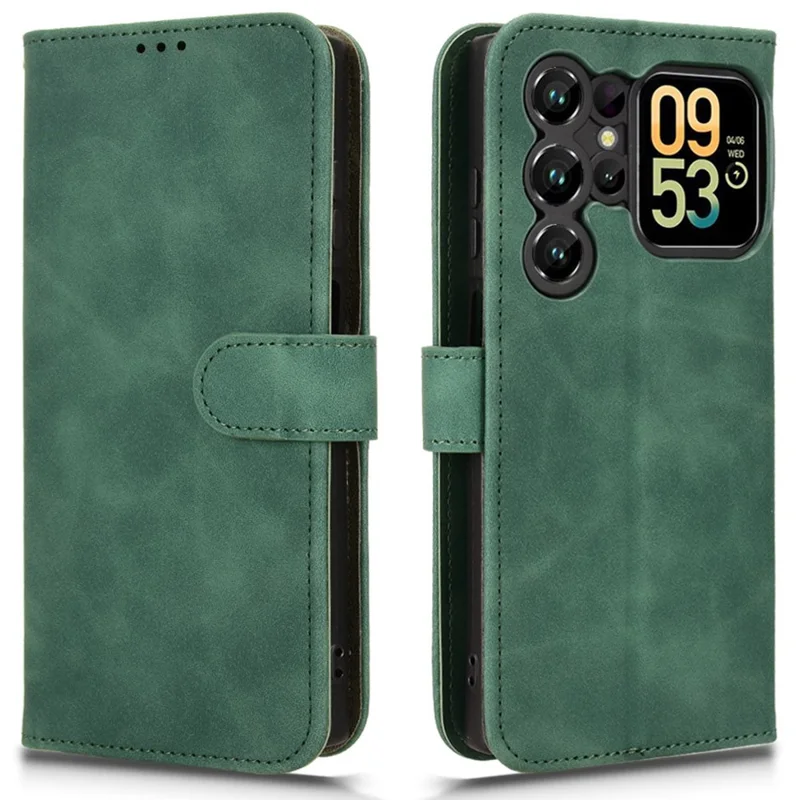 For Oukitel C62  /  C62 Pro Leather Case Skin Feel Anti Drop Wallet Flip Phone Cover - Green
