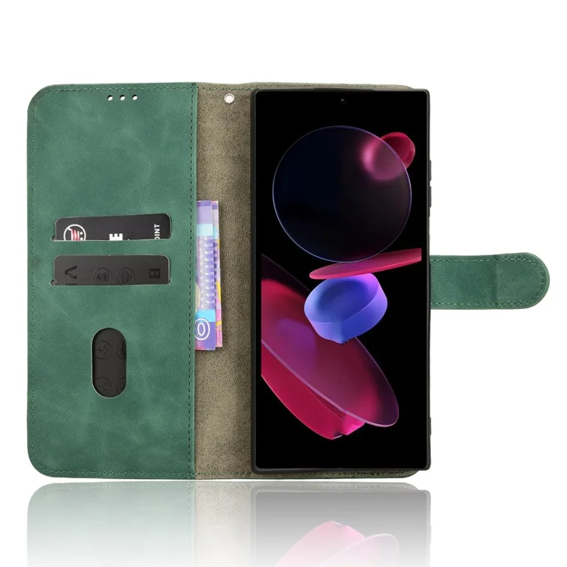 For Oukitel C62  /  C62 Pro Leather Case Skin Feel Anti Drop Wallet Flip Phone Cover - Green