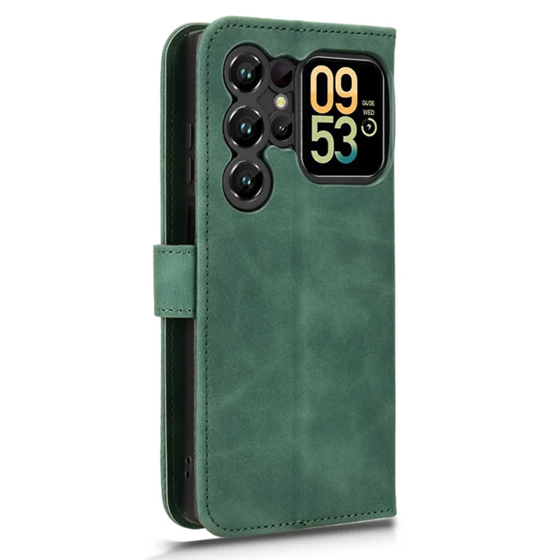 For Oukitel C62  /  C62 Pro Leather Case Skin Feel Anti Drop Wallet Flip Phone Cover - Green
