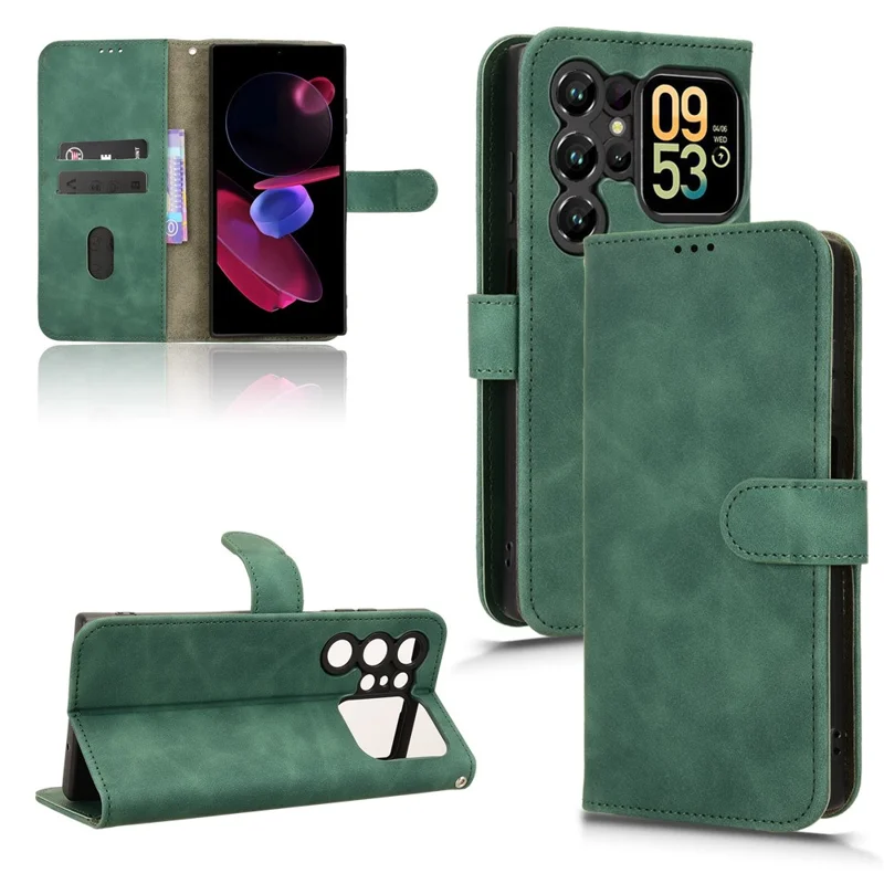 For Oukitel C62  /  C62 Pro Leather Case Skin Feel Anti Drop Wallet Flip Phone Cover - Green