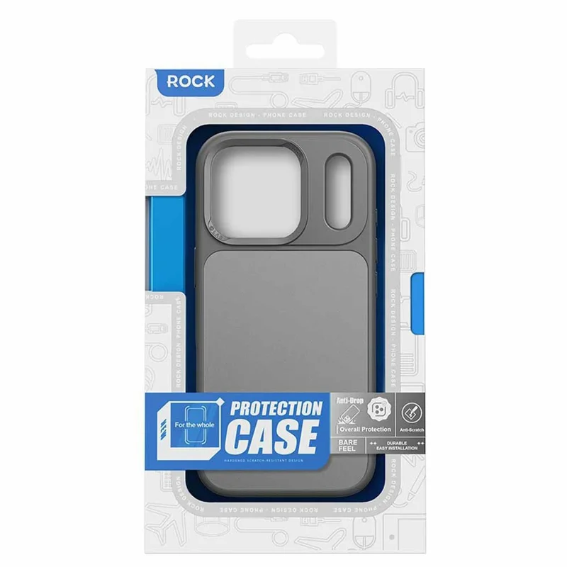 ROCK Para Capa de Telefone iPhone 17 Pro - Pele de Caso PC+TPU à Prova de Choque Capa Traseira - Preto