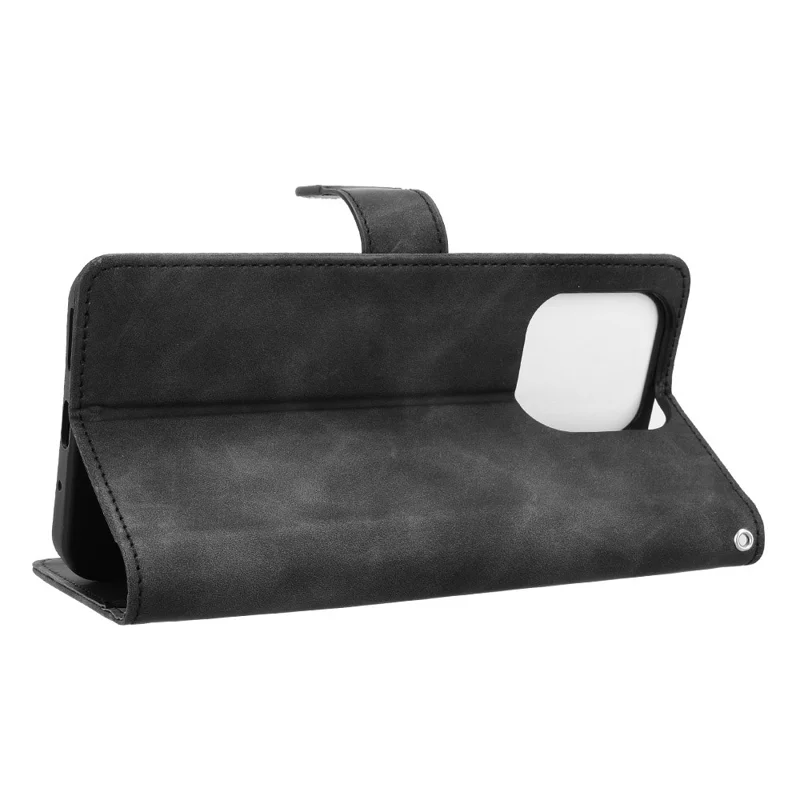 For Oukitel C69 Leather Case Skin Feel Anti Drop Wallet Flip Phone Cover - Black