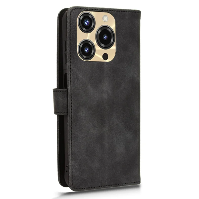 For Oukitel C69 Leather Case Skin Feel Anti Drop Wallet Flip Phone Cover - Black