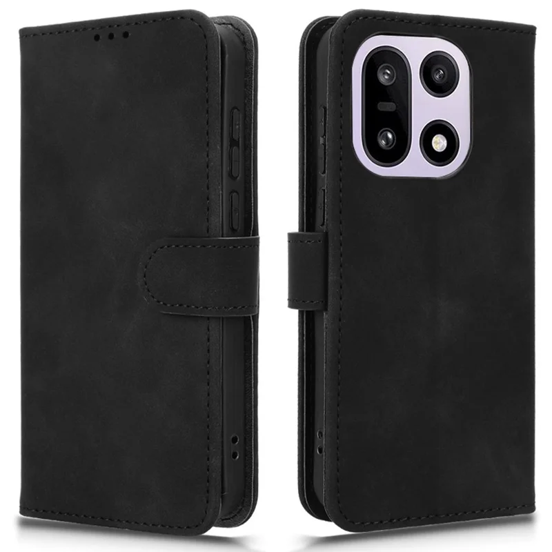 Кожаный чехол для OnePlus 15 5G с эффектом кожи, противоударный, кошелек-книжка - Черный