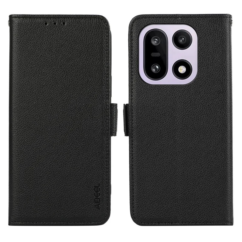 ABEEL Etui na OnePlus 15 5G, skóra z fakturą litchi, ochrona przed skanowaniem RFID - Czarny