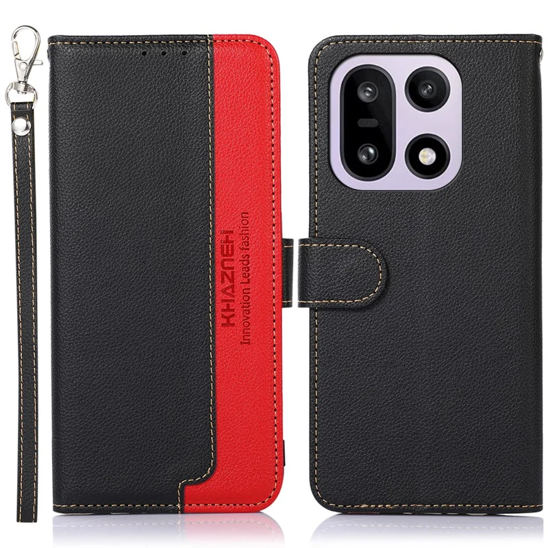 KHAZNEH Capa para OnePlus 15 5G Bloqueio RFID Carteira de Couro PU com Alça - Preto