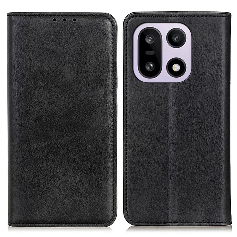 Voor OnePlus 15 5G Hoesje Gespleten Leren Flip Portemonnee Telefoonhoes - Zwart