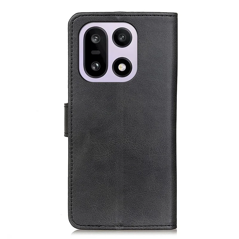 Voor OnePlus 15 5G hoesje Koeienhuidstructuur Lederen portemonnee standaard telefoonhoes - Zwart