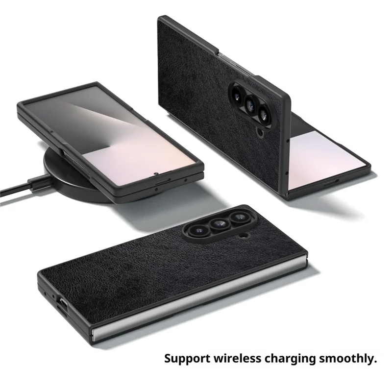 For Samsung Galaxy Z Fold7 5G Case Litchi Texture PU Leather + PC Phone Cover - Black