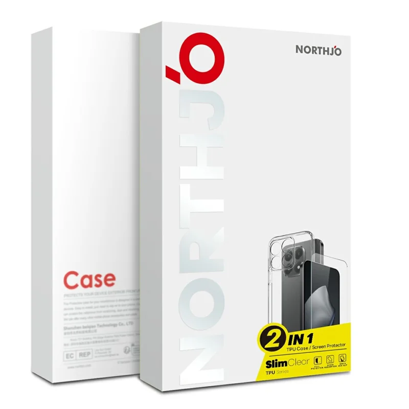 NORTHJO For Xiaomi 15T Case Soft TPU Clear Phone Cover with Tempered Glass Screen Protector