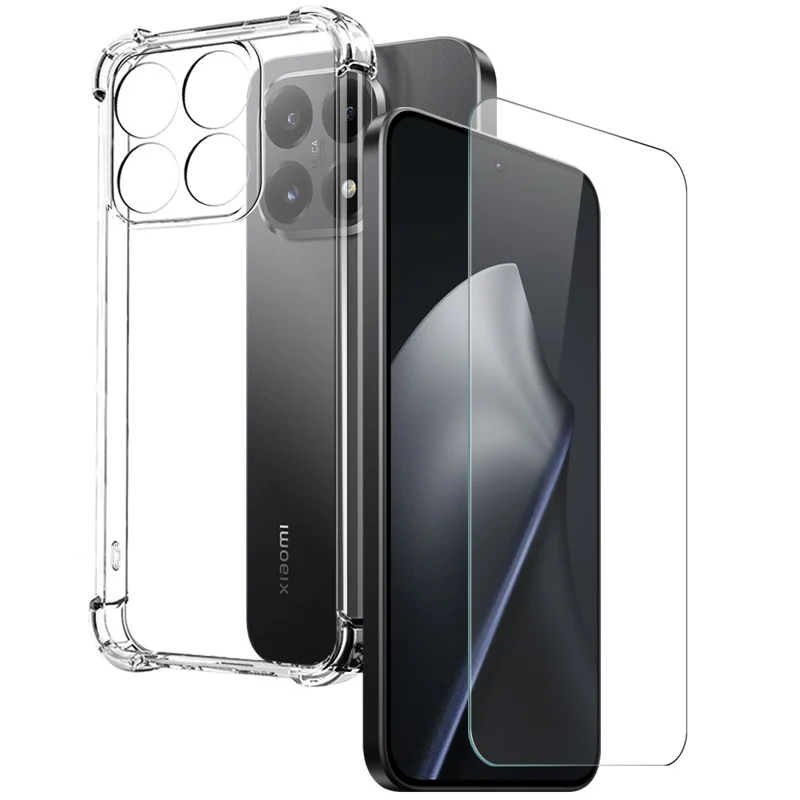 NORTHJO For Xiaomi 15T Case Four Corner Shockproof TPU Clear Phone Cover with Tempered Glass Film