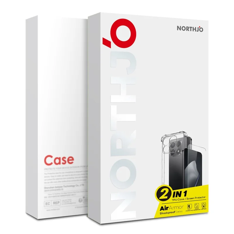 NORTHJO For Xiaomi 15T Case Four Corner Shockproof TPU Clear Phone Cover with Tempered Glass Film